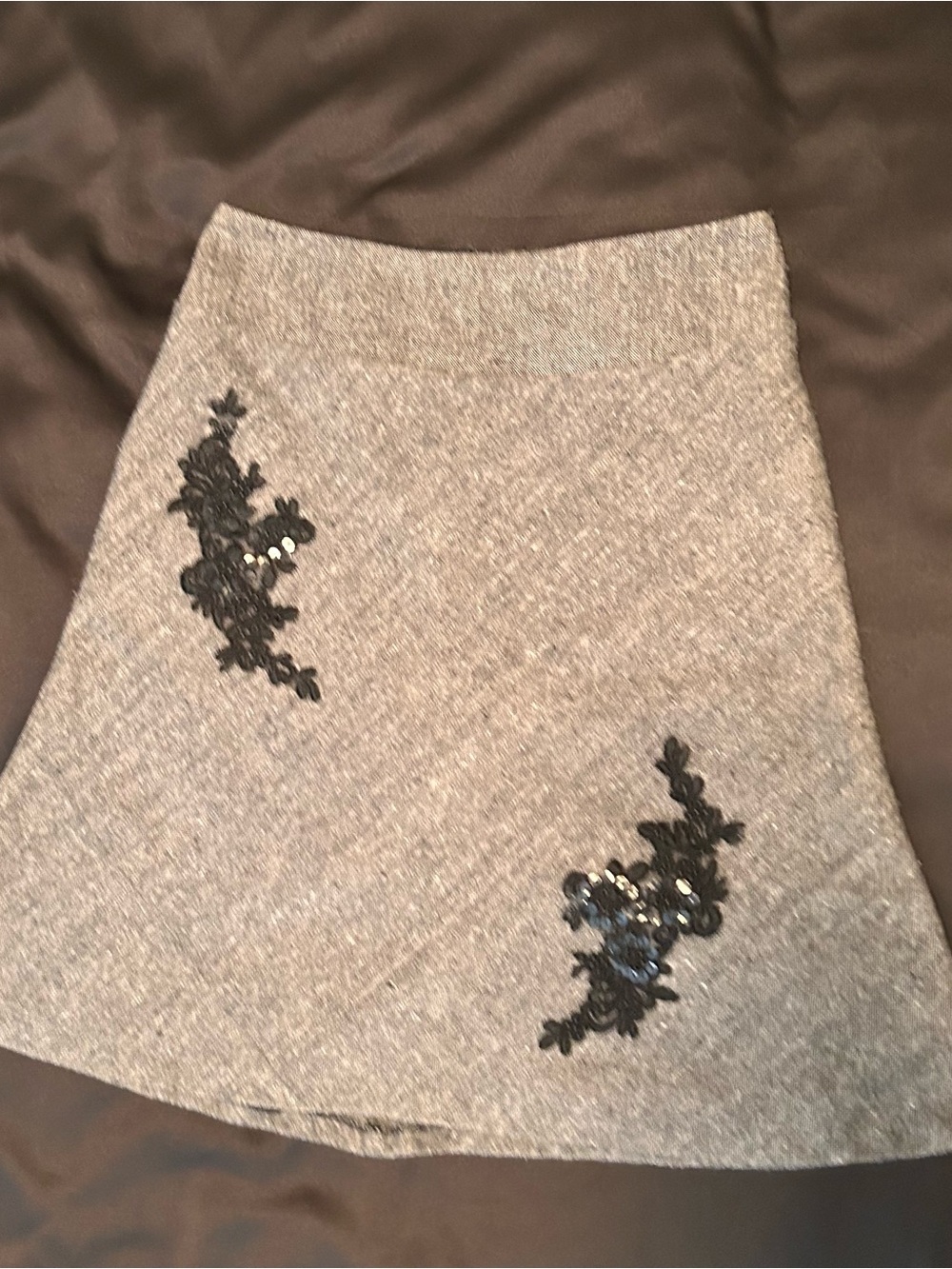 Ricky’s Y2K A-Line Skirt with Black Sequin Appliqué